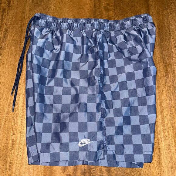 Nike Men’s Club Flow Checker Logo Shorts Size L FN3098-410 – Navy - Picture 3 of 7